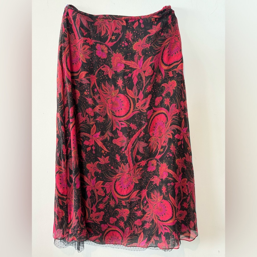 Dana Buchman women’s multicolored pink floral long skirt Size 10